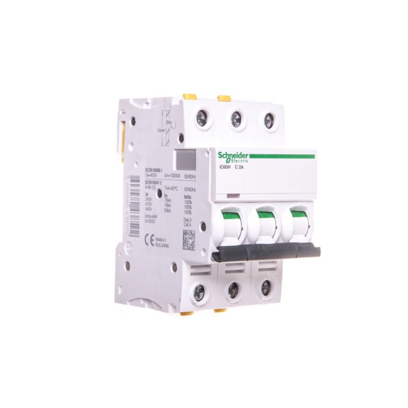 Circuit breaker 3P C 2A 10kA AC iC60H-C2-3 A9F07302